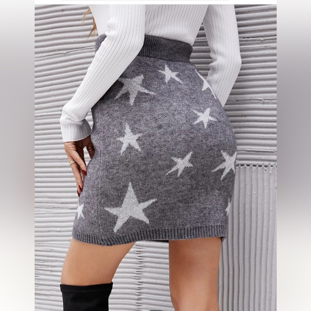 Shein Pattern Marble Knitted Skirt - (US L 8/10)